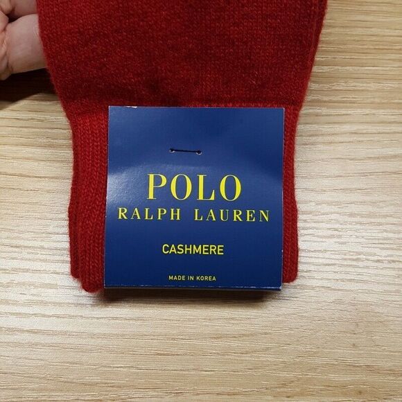 POLO RALPH LAUREN Crew Socks Mens 10-13 Red Martini RL Bear Cashmere Blend Logo - Picture 3 of 4